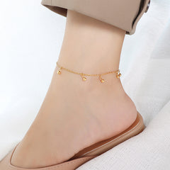 Gold-Tone Bead Charm Anklet