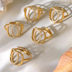 Double-Circle Cubic Zirconia Open Ring