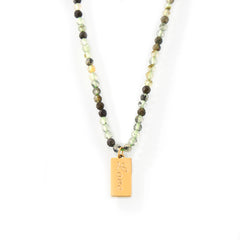 Peridot Bead Plaque Pendant Necklace