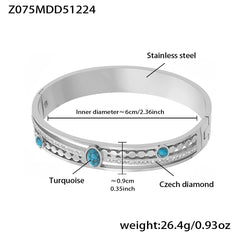 18K Gold-Plated Geometric Stone Bangle Bracelet