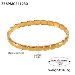 18K Gold-Plated Rectangular Link Bangle Bracelet