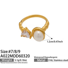 Pearl-Look & Cubic Zirconia Open Rings