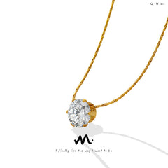 Round Cubic Zirconia Solitaire Necklace