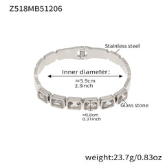 Czech Glass Square Accent Clasp Bangle