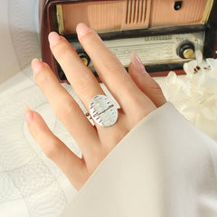 Oval Sculptural Stainless Steel Open Ring