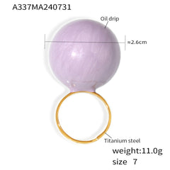 Enamel Sphere Open Statement Ring