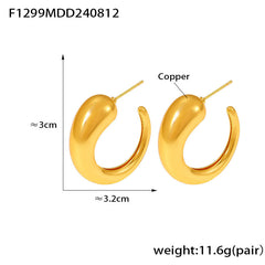 18K Gold-Plated Sculptural C-Hoop Earrings