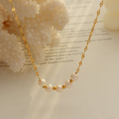Shell-Pearl Station Necklace