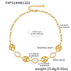 Oval Glass Accent Link Necklace or Bracelet