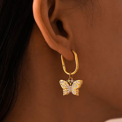 Enamel Butterfly Charm Earrings & Necklace