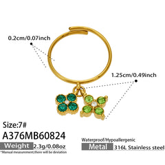 Four-Petal Cubic Zirconia Charm Ring