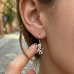 18K Gold-Plated Octopus Drop Hoop Earrings