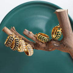 Colored Stone-Accent C-Hoop Earrings