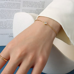 Gold-Tone Single Sparkling Accent Bracelet