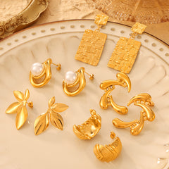 Sculptural Pearl-Look Stud Earrings