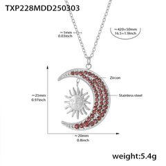Sun and Crescent Cubic Zirconia Necklace or Ring