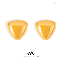 18K Gold-Plated Rounded Triangle Stud Earrings