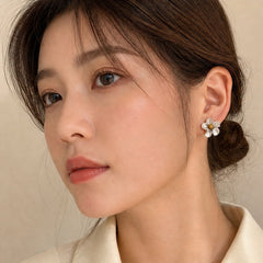 Nicolette Matte Tiger-Eye Camellia Stud Earrings