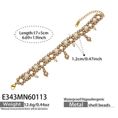 Shell Pearl-Look Beaded Charm Bracelet