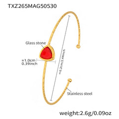 Colored Glass Accent Open Cuff Bracelet