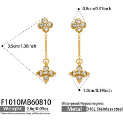 Clover Cubic Zirconia Chain Drop Earrings
