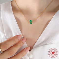Birth Month Color Geometric Pendant Necklace