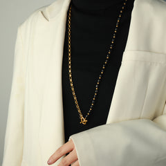 Agate Beaded Toggle Long Necklace