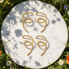 18K Gold-Plated Sculptural Spiral Earrings