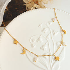 Freshwater Pearl Star and Crescent Necklace