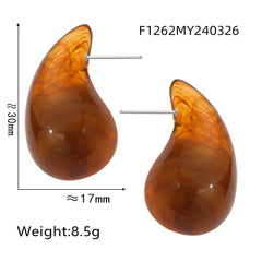 Colorful Resin Teardrop Stud Earrings