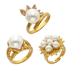 18K Gold-Plated Faux Pearl Statement Ring Designs