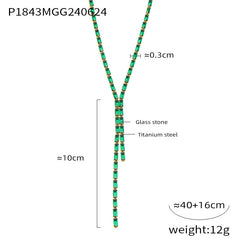 Gold-Tone Faceted Stone Y-Shaped Necklace