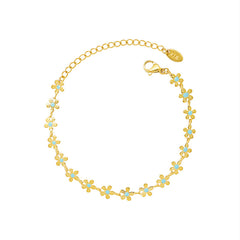 18K Gold-Plated Blue Enamel Flower Jewelry