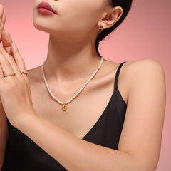 Freshwater Pearl Coin-Accent Necklace