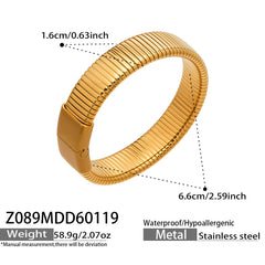 18K Gold-Plated Ribbed Flexible Bracelet