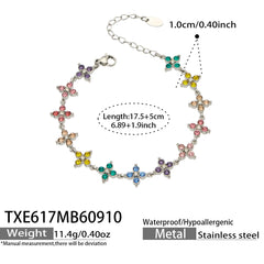 18K Gold-Plated Color Cubic Zirconia Flower Jewelry