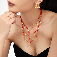 Garnet Christmas Charm Necklace & Bracelet