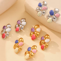 Multicolor Enamel Sculptural Drop Earrings