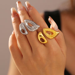 18K Gold-Plated Sculptural Double Open Ring