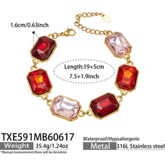 18K Gold-Plated Colored Glass Statement Jewelry