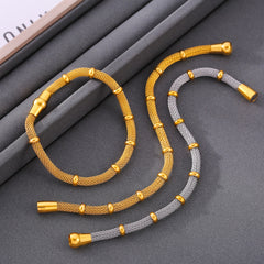 18K Gold-Plated Bamboo-Texture Round Bracelet