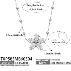 Flower Cubic Zirconia Necklace, Bracelet, Earrings & Ring