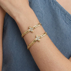 18K Gold-Plated Floral Cubic Zirconia Necklace & Bracelet