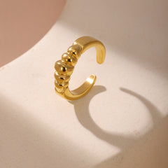 18K Gold-Plated Sculptural Ridged Open Ring