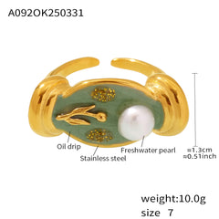 Rose Enamel and Freshwater Pearl Ring Designs