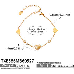 18K Gold-Plated Cubic Zirconia Heart Jewelry