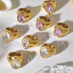 Teardrop Cubic Zirconia Statement Ring