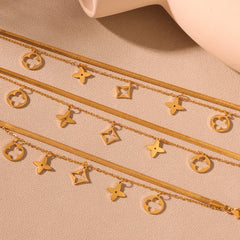 Double Layer Flower Charm Anklet