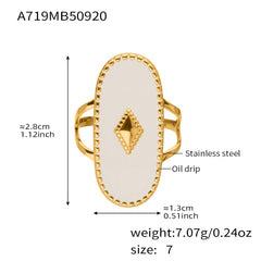 18K Gold-Plated Geometric Enamel Open Ring