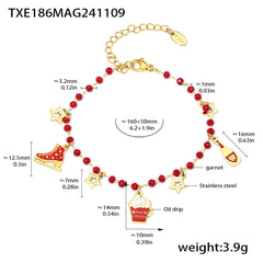Garnet Santa Hat & Christmas Charm Jewelry